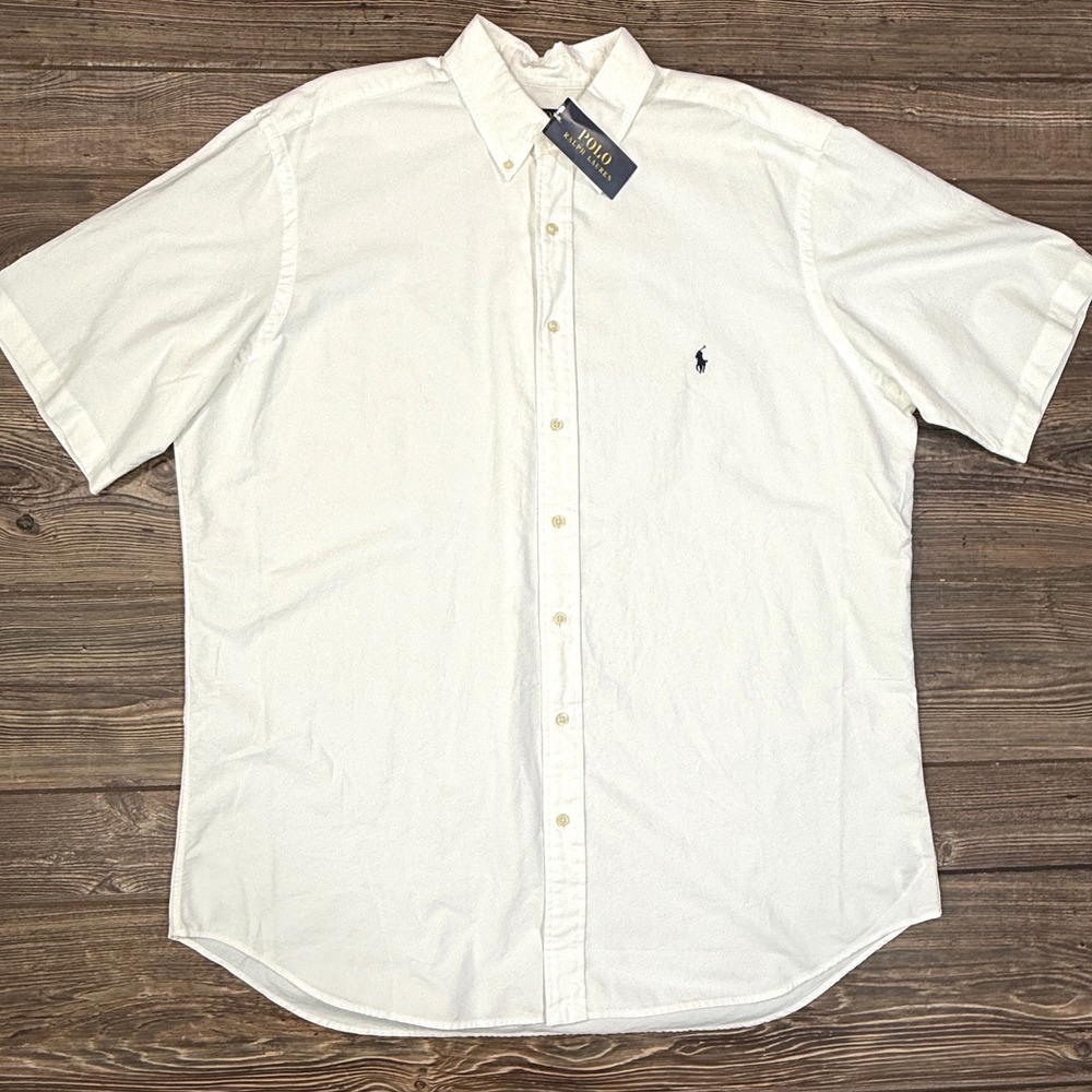 Polo Ralph Lauren Mens Size XLT Button Down Shirt White Short Sleeve Oxford NEW - Picture 2 of 6